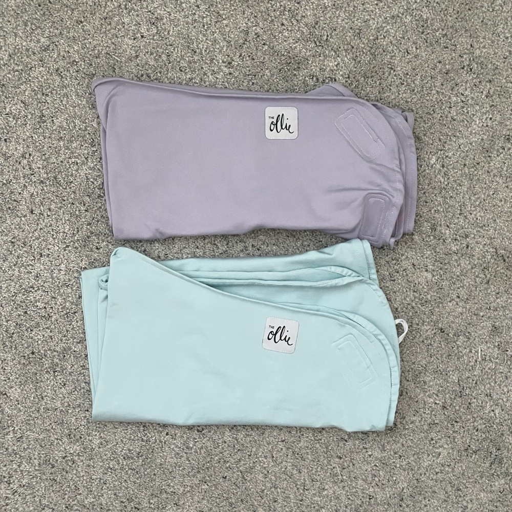 Ollie swaddle set of 2 purple and blue